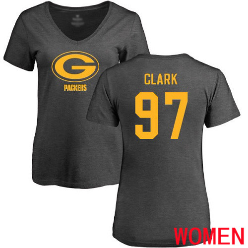 Green Bay Packers Ash Women #97 Clark Kenny One Color Nike NFL T Shirt->nfl t-shirts->Sports Accessory